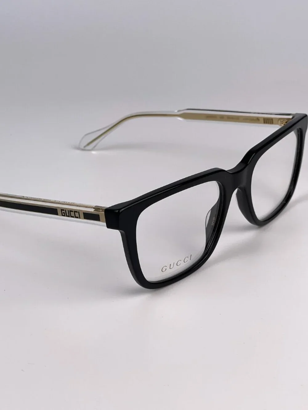 GUCCI GG0560O 005 BLACK GOLD CRYSTAL SQUARE EYEGLASSES